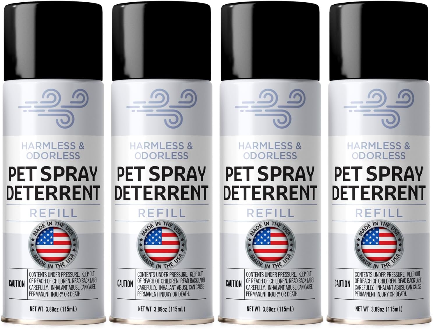 SSSCat Refill 4 Pack — PetSafe SSSCAT Compatible Cat Deterrent Spray Refill, ~300-400 Sprays Total, 6-Month Supply, Non-VOC Family-Safe Cat Repellent for Counters, Made in USA
