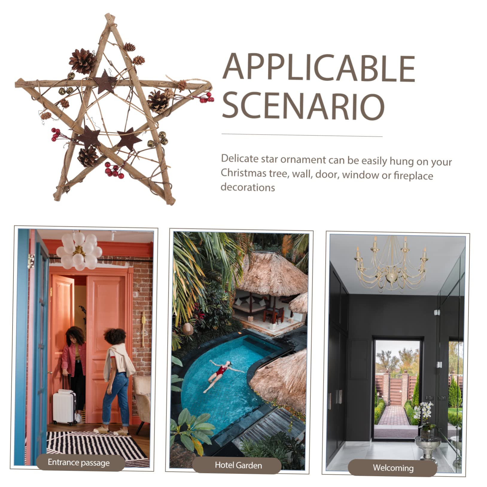 Garneck Ciondoli per Albero di Natale Forma di Stella Decorazioni Natalizie Appendiabiti per Finestra Pendente da Parete Articoli per Feste