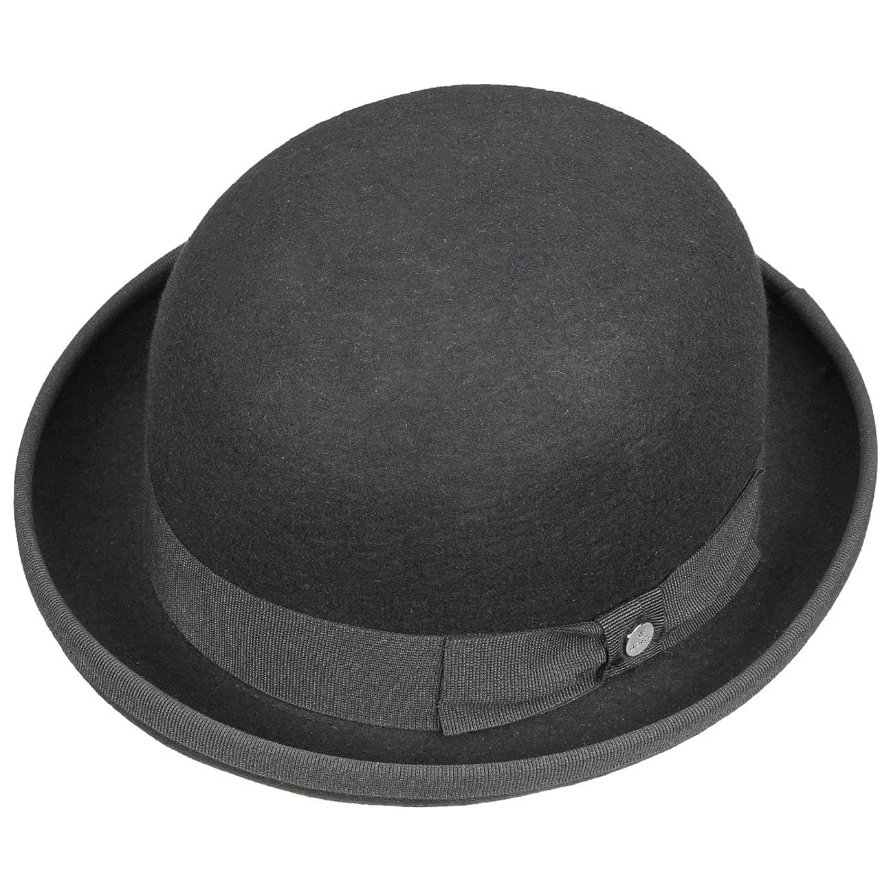 LIERYS Wollfilz Uni Melone Hut Ripsband einfarbig Made in Italy Damen und Herren Sommer Winter