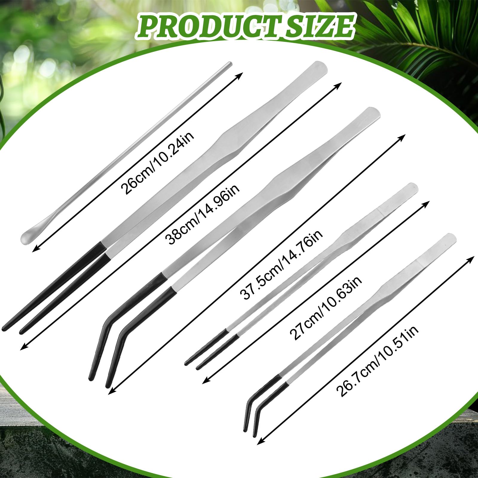 Pinzas de alimentación de reptiles de acero inoxidable con punta de goma, 6 pinzas largas rectas y curvadas, terrario, herramientas de acuascape, alimentador para lagartos, dragón barbudo