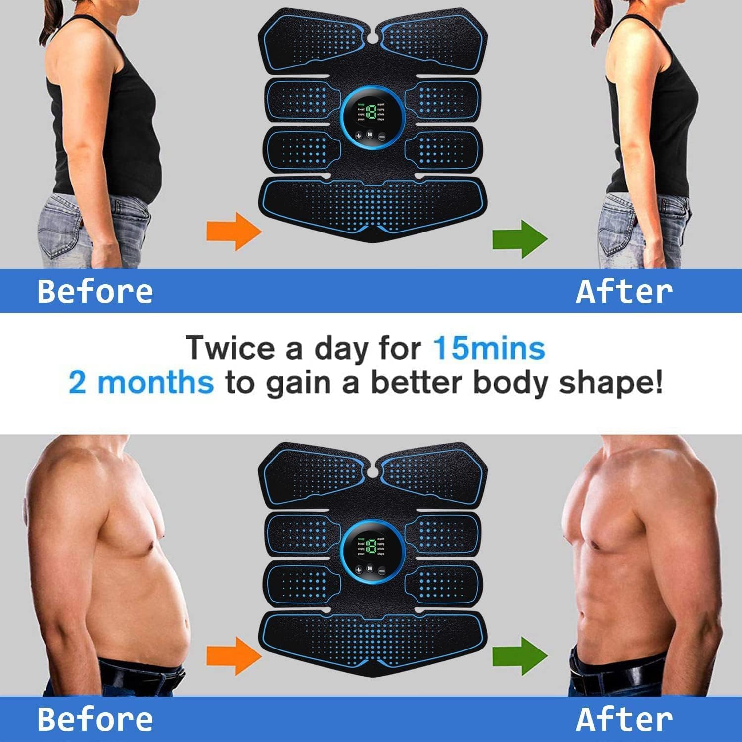 Elettrostimolatore Muscolare, Cintura Elettrostimolatore per Addominali, ABS Trainer/Toner per Addome/Braccio/Vita/Gambe