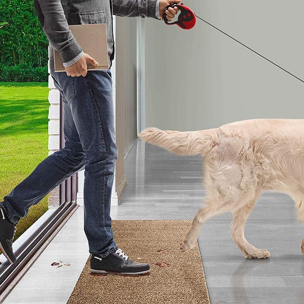 Brwon 36"x24" Magic Doormat,Super Absorbs Mud Rubber Back Door mat,Non-Slip Indoor Outdoor Low Profile Machine Washable Pet Shoe Scraper Carpet,Rug for Entryway