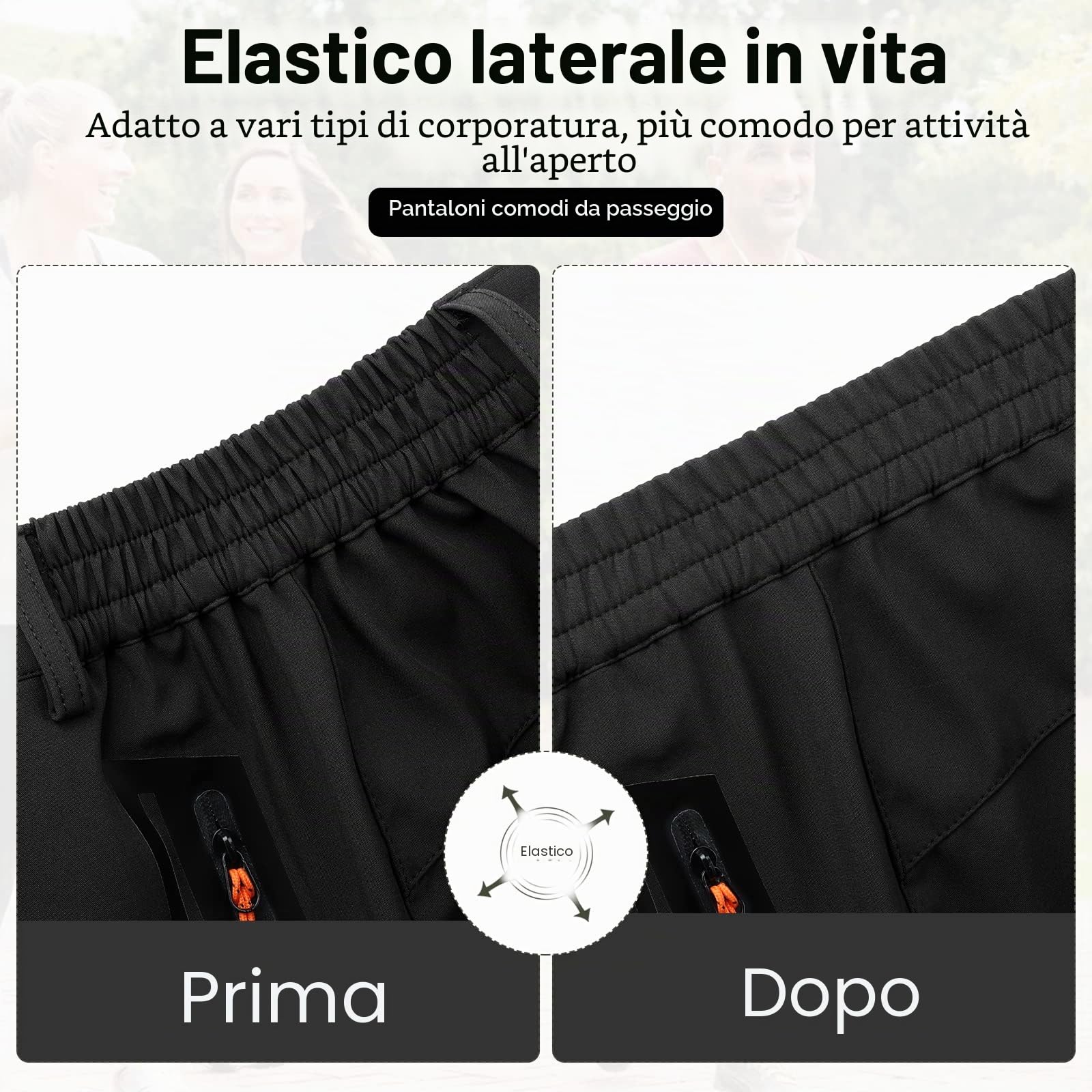 Pantaloni da Trekking da Uomo, Pantaloni da Camminata Leggeri ad Asciugatura Rapida, Pantaloni Traspiranti Idrorepellenti da Uomo all'aperto con Tasche Zip