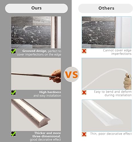 Miniatura 5 de STICKGOO Paquete de 10 bordes de azulejos, moldura de pared de 12 pulgadas para azulejos de salpicaduras de muro despegar y pegar, el forro