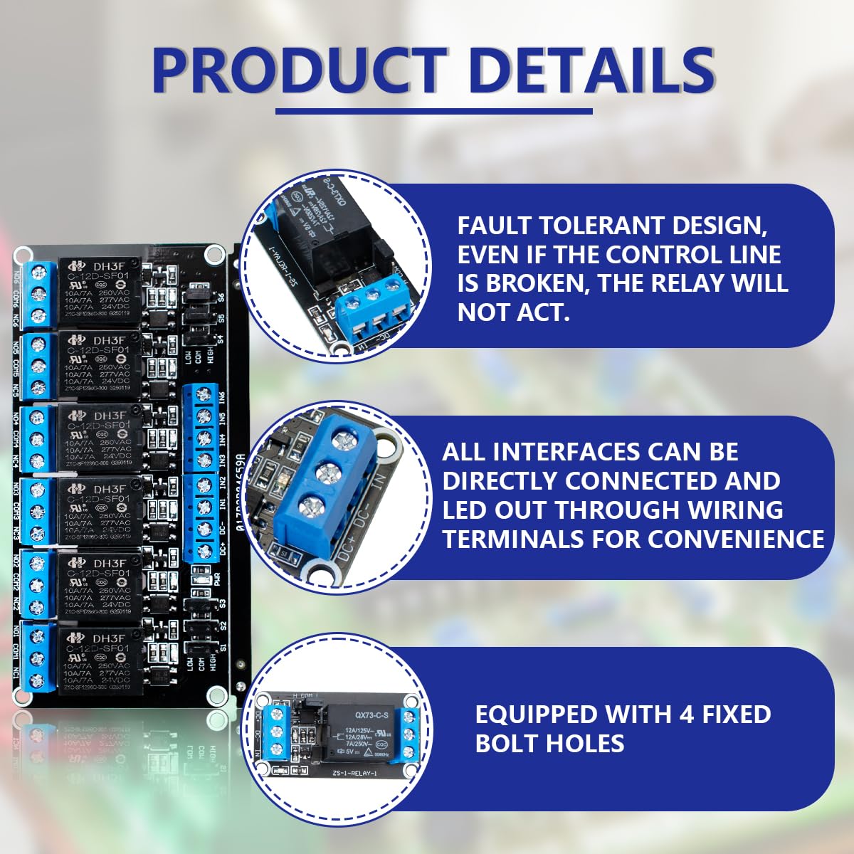 Innfeeltech 1pcs DC 12V Relay Module 6 Channel Relay with Optocoupler High or Low Level Trigger Expansion Board - Image 3