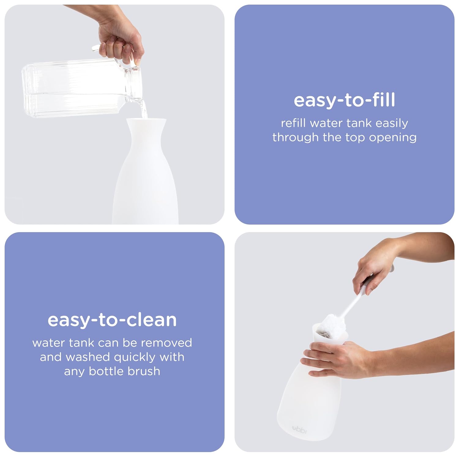 Ubbi Ultrasonic Humidifier, Easy Top-Fill Design, Adjustable Mist Control, Soft Night Light Glow and Quiet Operation for Nursery and Bedroom