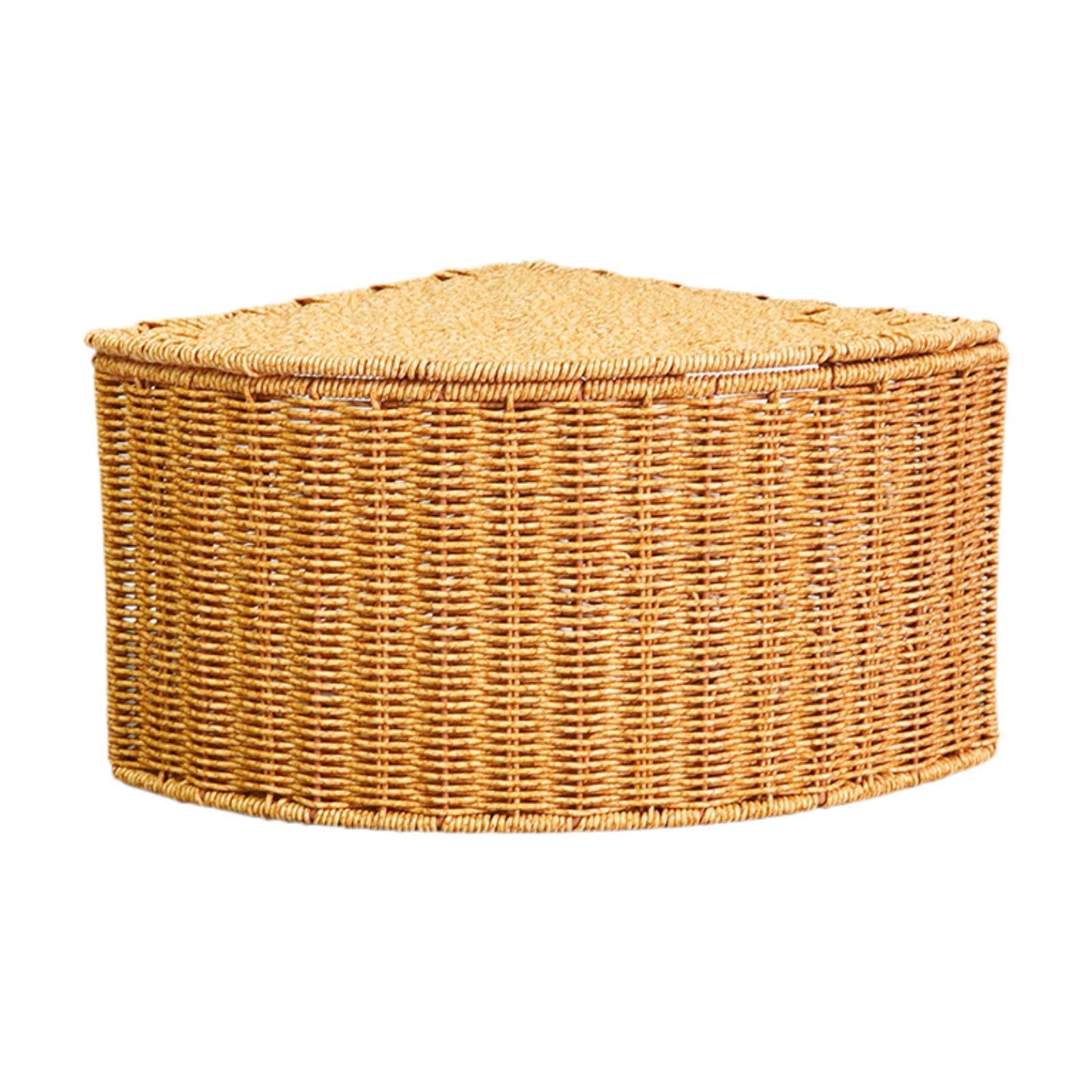 Pixzcsa Versatile Corner Organizer Basket Woven For Storing Clothes Toys And Sundries Neatly Desktop Storage Basket Can Be Used To Store Books Sundries Storage With Lid