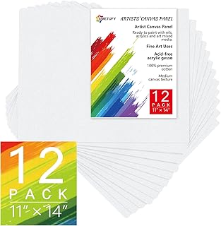 Canvases for Painting, 11 x 14 inch, 12 Pack Painting Canvas, Canvas Boards for Painting- Gesso Primed Acid-Free 100% Cotton Canvas Panels for Acrylics Oil Watercolor Tempera Paints
