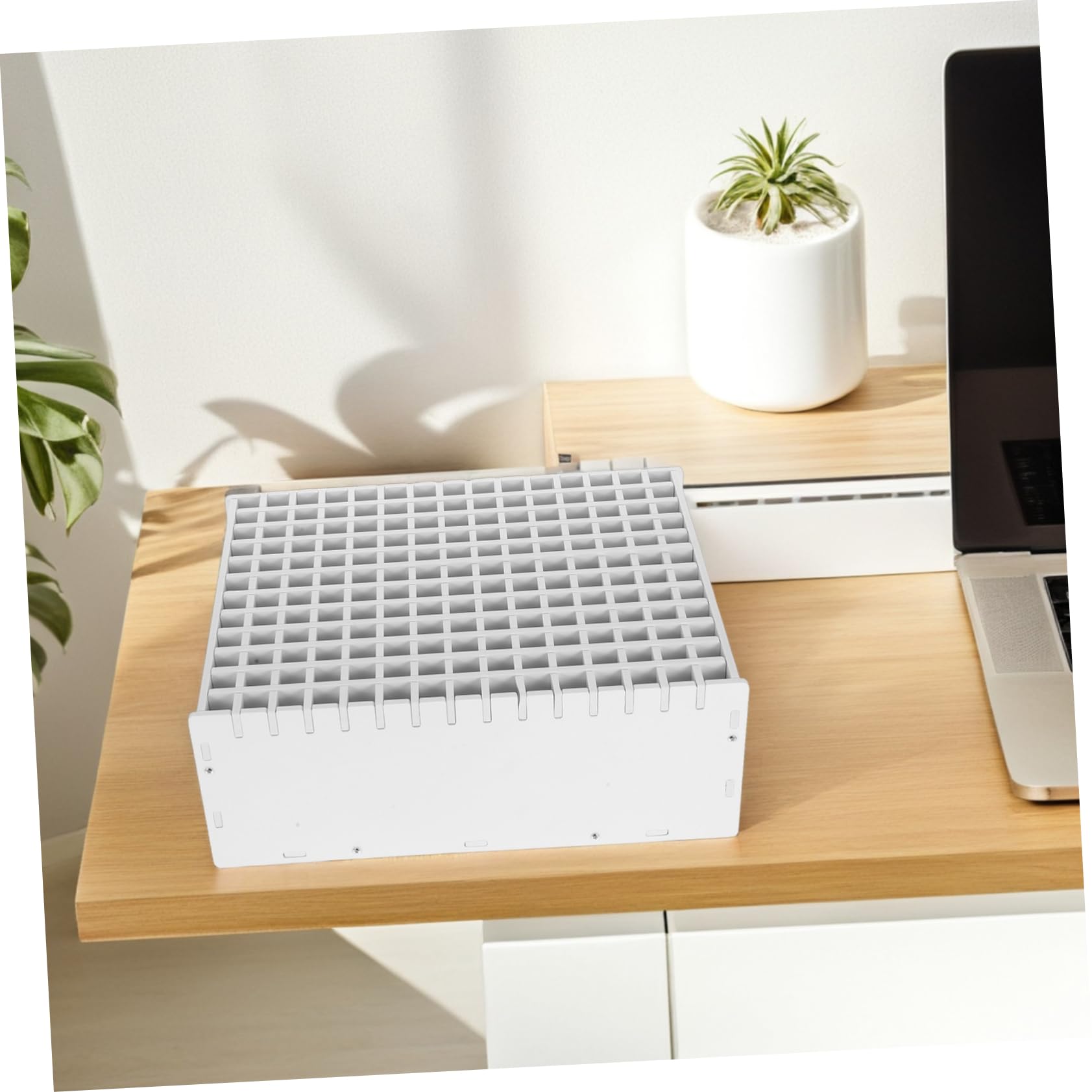 TEHAUX Organizzatore di Pennarelli da Scrivania, Scatola Porta Penne in Pp Bianco, 180 Scomparti, Design Multifunzione per Aula e Area Studio