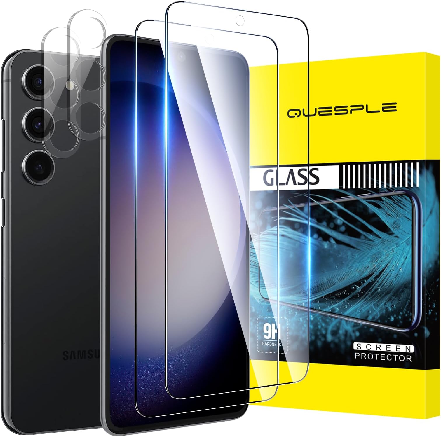 [2+2 Pack]QUESPLE Screen Protector for Samsung Galaxy S23 and Camera