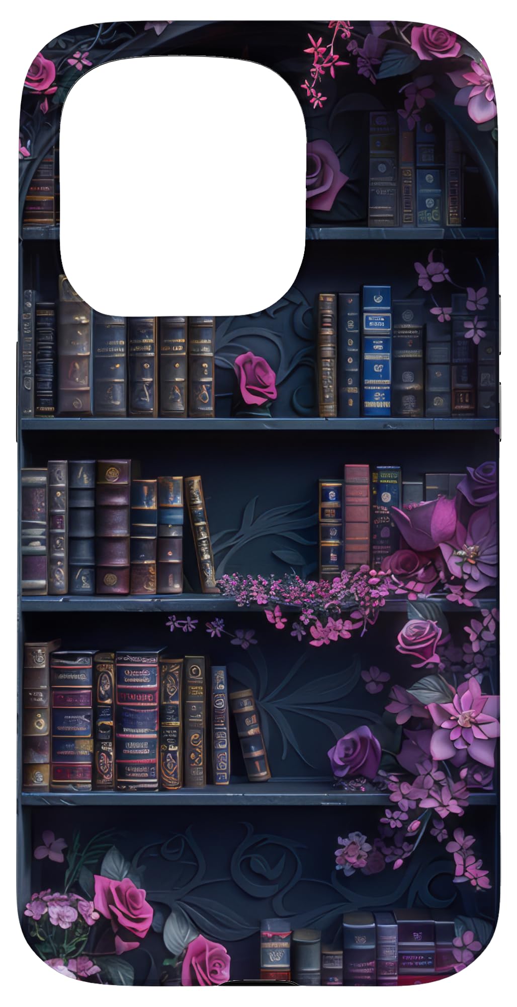 iPhone 15 Pro Goth Dark Academia Books Floral Purple Vintage Boho Reader Case