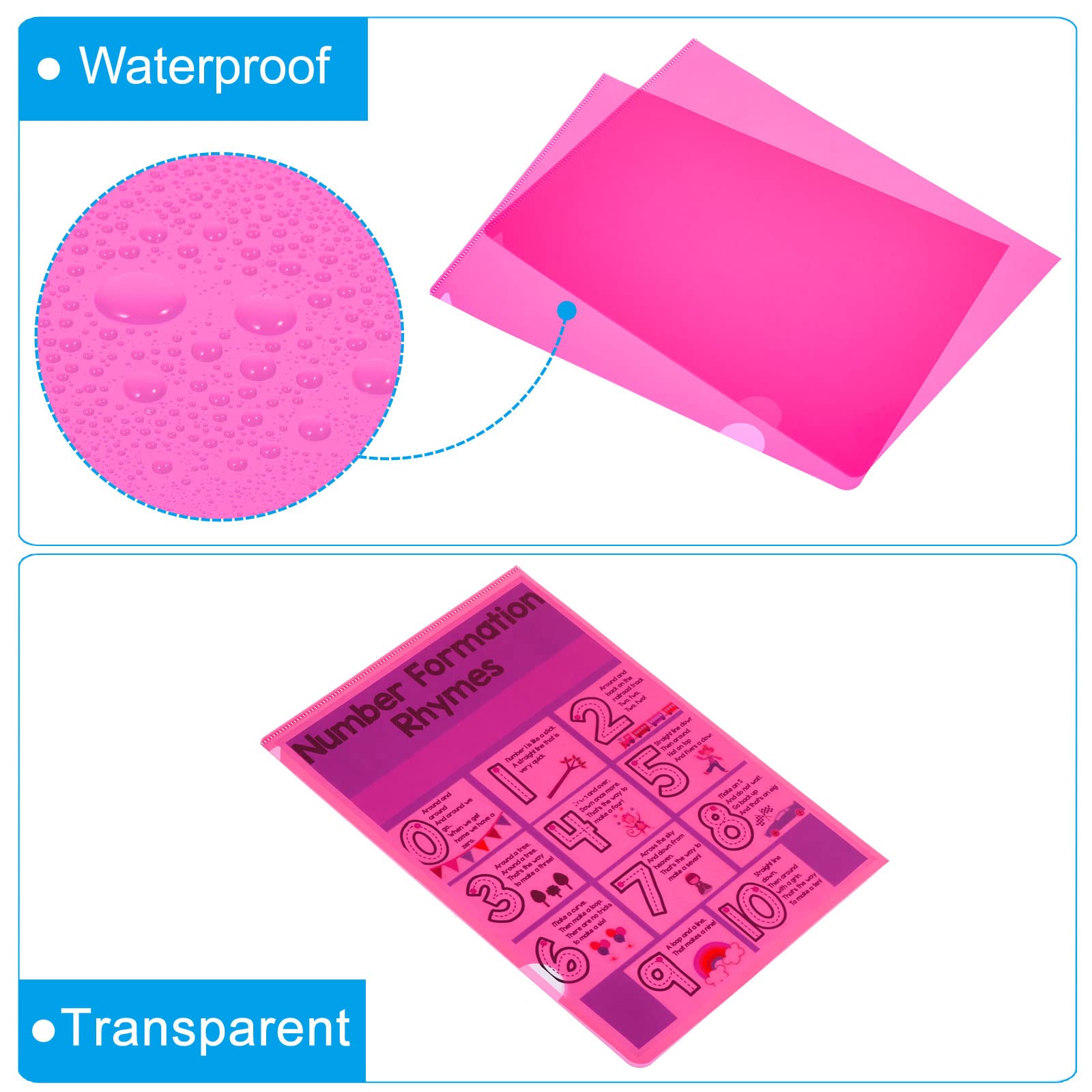 PATIKIL L Type Folders 36 Pack A4 Plastic Clear Document Folder File Jacket Sleeves Project Pockets, Pink - Image 4