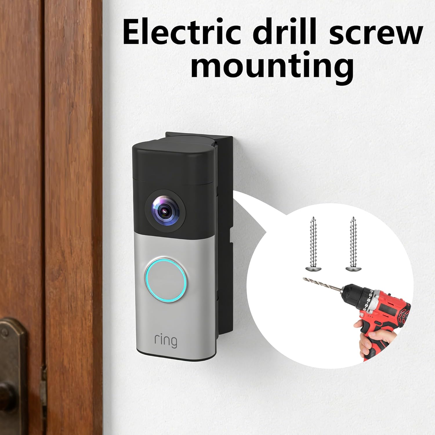 Adjustable 30 to 55 Degree Door Bell Angle Mount Compatible with Video Doorbell 1/2/3/4/ Wired/Pro / (2020 Release) / Battery Doorbell Plus, Camera Holder (Black) Pack of 2