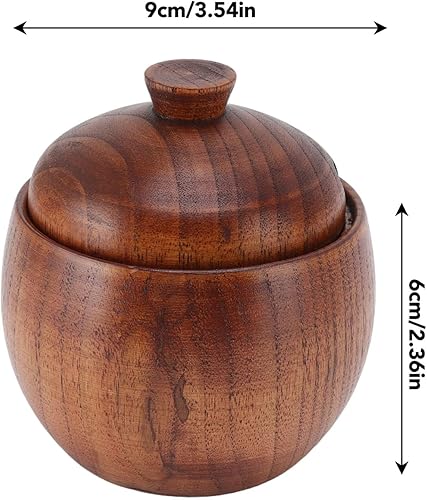 Miniatura 6 de 2 unidades de bodega de sal con tapa y cuchara, caja de madera para sal, tazón de sal de madera, tazón de azúcar, tazones de especias, caja de