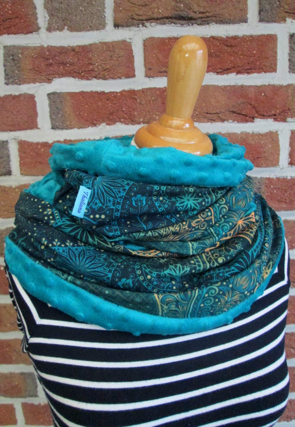 Loop-Schal MANDALA petrol mit Ornamenten aus Sweatstoff und kuscheligem Fleece Geschenk z. Geburtstag Muttertag