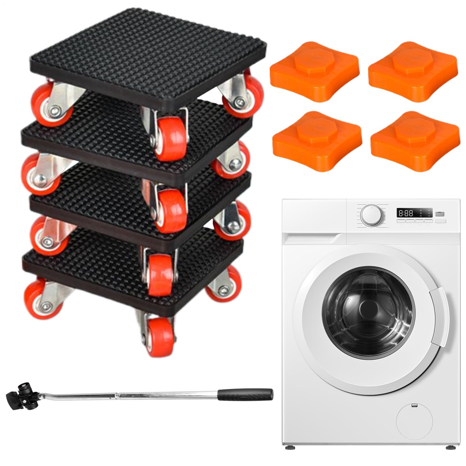 Kit Di Trasloco Di Mobili - Barra Di Sollevamento Per Elettrodomestici, Di Spostamento In Acciaio ABS PP Durevole, Cuscinetti Di Base Antigraffio, Facile Spostamento Di Oggetti Pesanti | K
