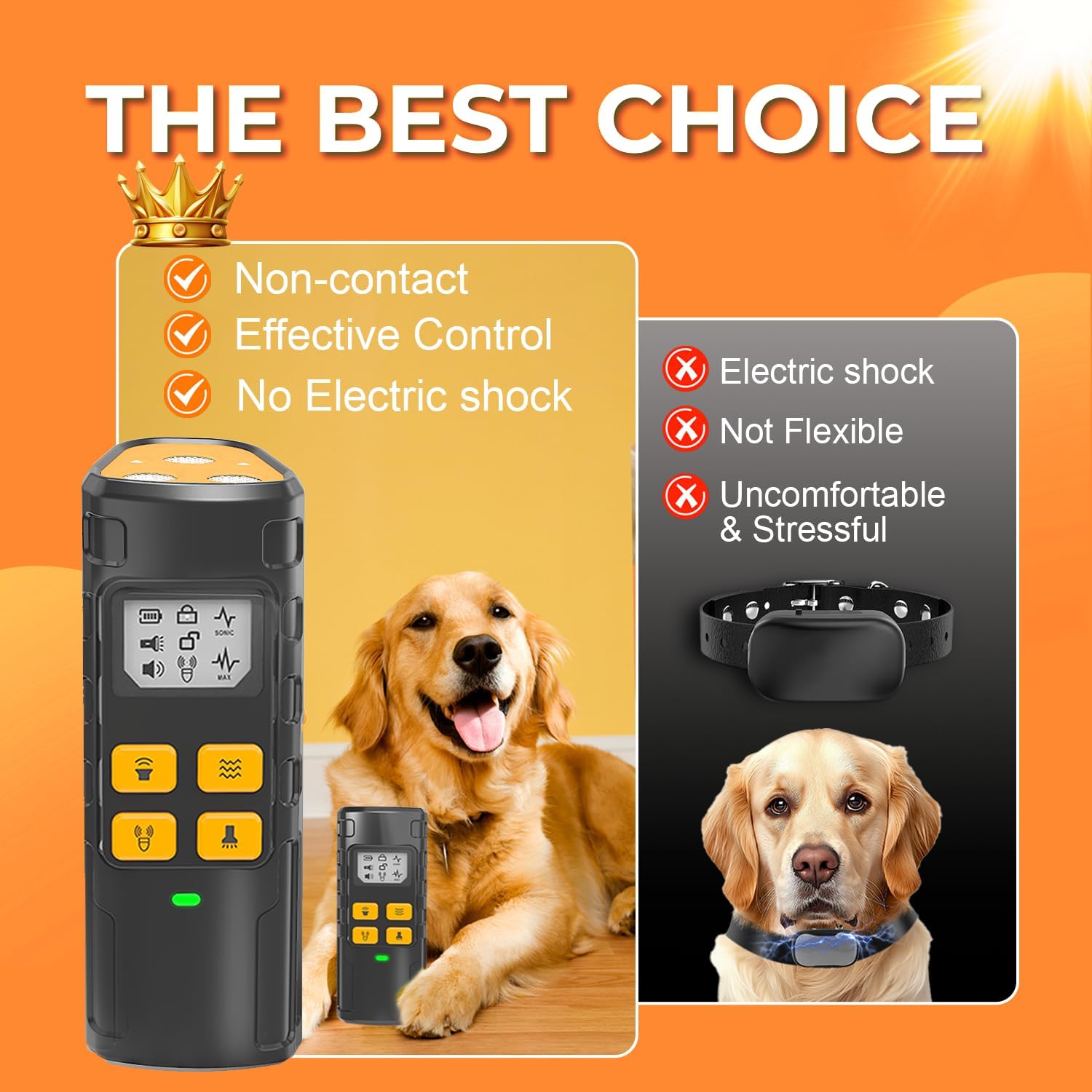 Dog Barking Deterrent Devices, Anti Barking Device for Dogs - Ultrasonic Bark Control with Monitor Display, USB Rechargeable No Shock Bark Guard for Training, Handheld Indoor Outdoor Wrist Strap — view 2