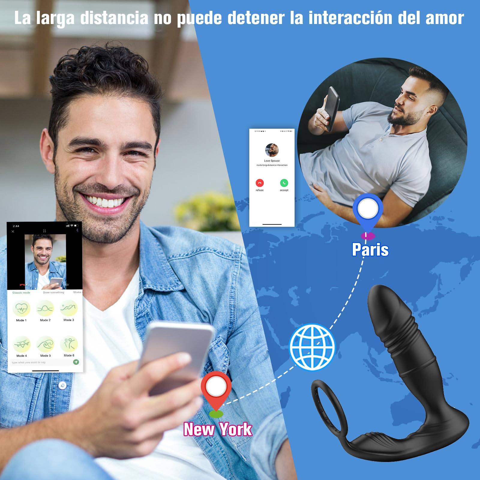 Consoladores Prostata Plug Anal Vibradores Anillo Vibrador Hombre con APP - Dildo Juguetes Sexuales Eróticos para Hombres Gay Pareja, Consolador Sex Toys de Pene Masajeador Estimulador Masturbador