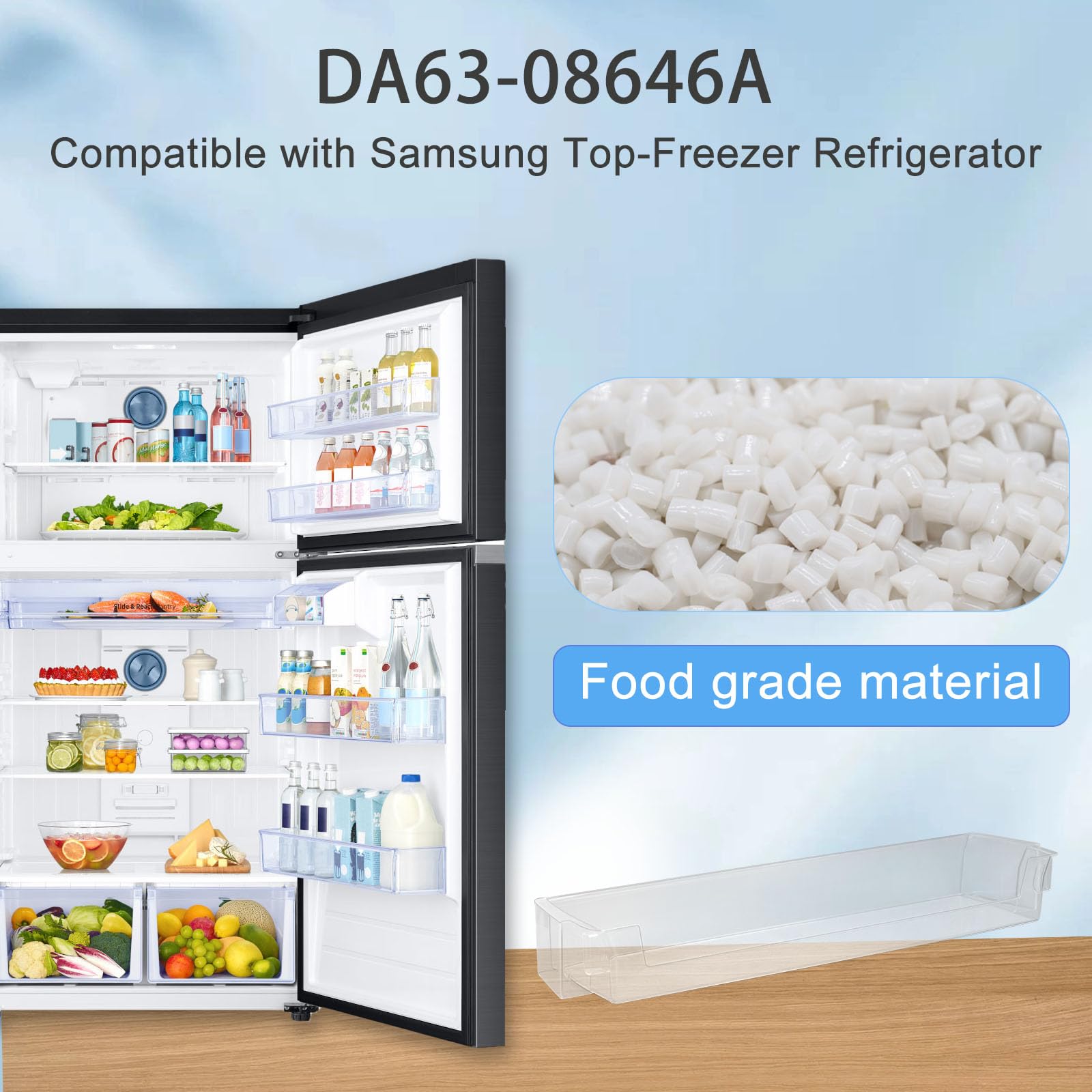 DA63-08646A - Contenedor para puerta de refrigerador compatible con Samsung RT21M6213, RT21M6215