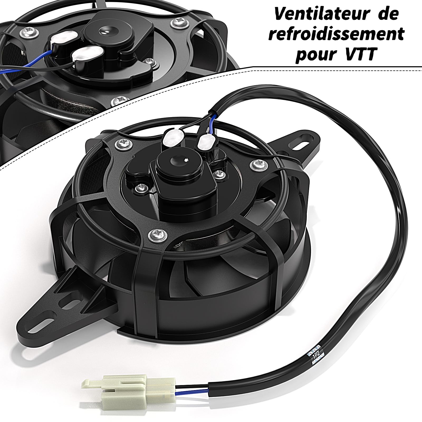 1PZ FR7-FS1 Moto Radiateur Ventilateur de Refroidissement par Aspiration Électrique - Pièce de Moto Universelle 12V 15W, Diamètre Personnalisé de 120mm, Adapté aux Vélos 150cc/200cc/250cc, VTT, Karts