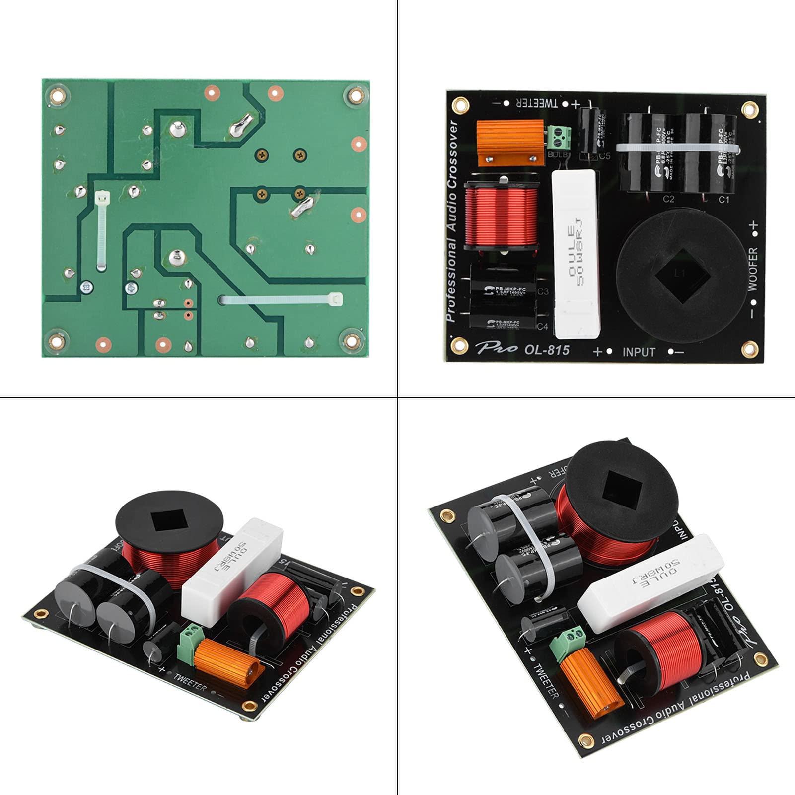 1500 Watt 2-Wege-Frequenzweiche, 2-Wege-Frequenzteiler, 400 Watt, 17,0 x 13,0 x 5,0, 2-Wege-Frequenzteiler, Crossover-Filter, professioneller Lautsprecher-Teiler,