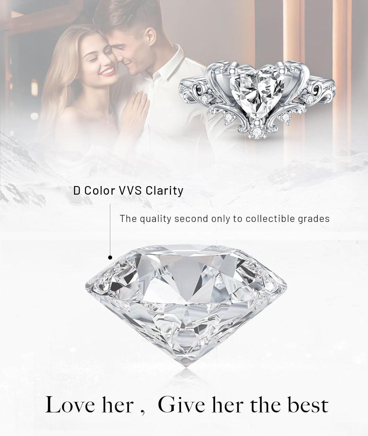 1 Carat Heart Shaped Moissanite Engagement Ring D Color VVS Clarity 18K Gold Plated 925 Sterling Silver Vintage Moissanite Rings - Image 6