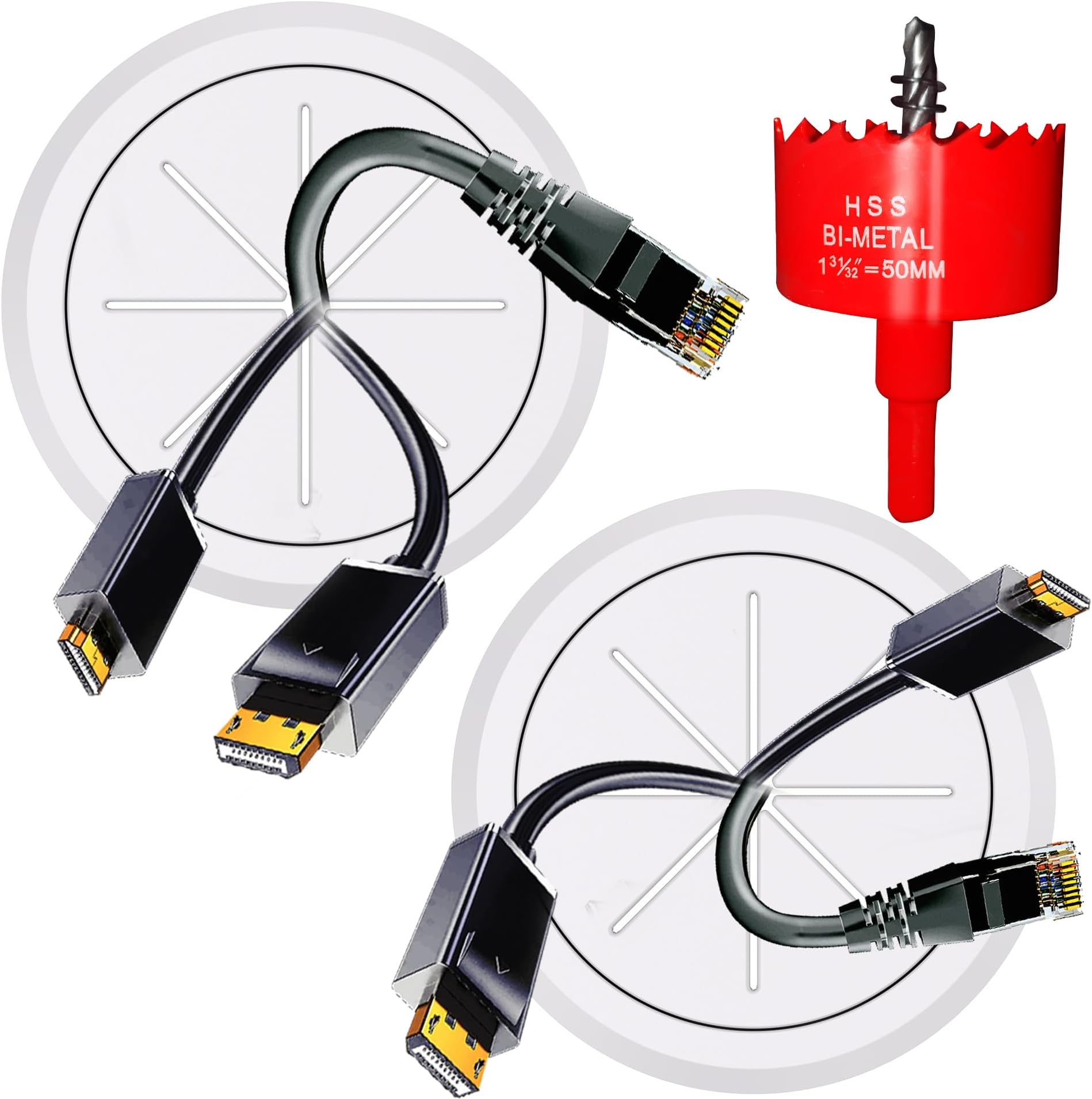 TV Cord Hider, 23/8"(60mm Hole) Cord Covers for Wires on