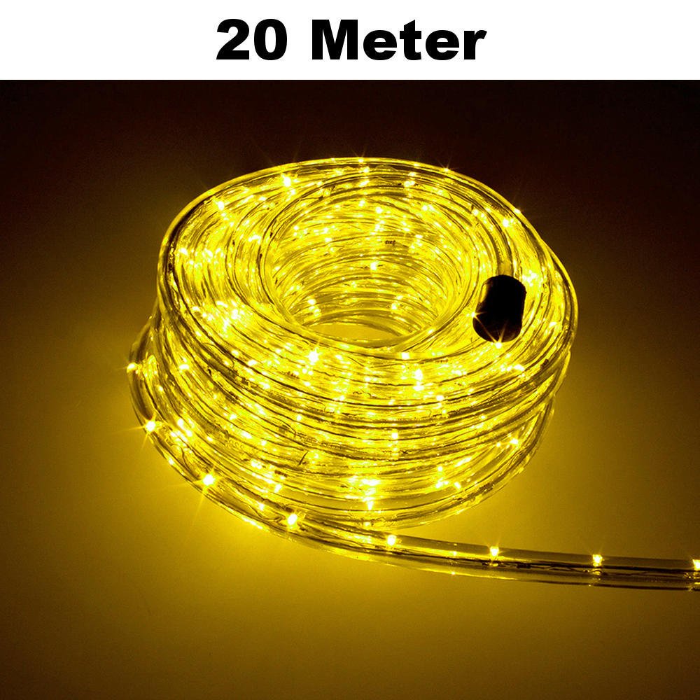LED Luz Manguera Juego completo con accesorios luz cadena de iluminación de color verde rojo blanco cálido azul RGB 5 metros hasta 50 metros F3 LED para interior/exterior, amarillo, 20 metros