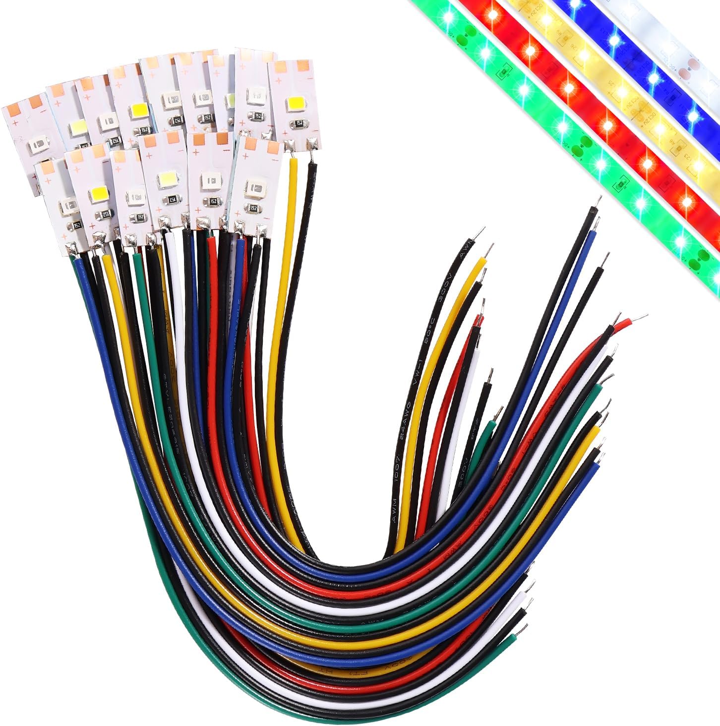 15 Pieces 17 mm 2 V – 18 V Pre-wired LED Strip, 2835 Model Railway LED Lights, SMD LED Light Self-adhesive Flexible, White/Red/Yellow/Blue/Green