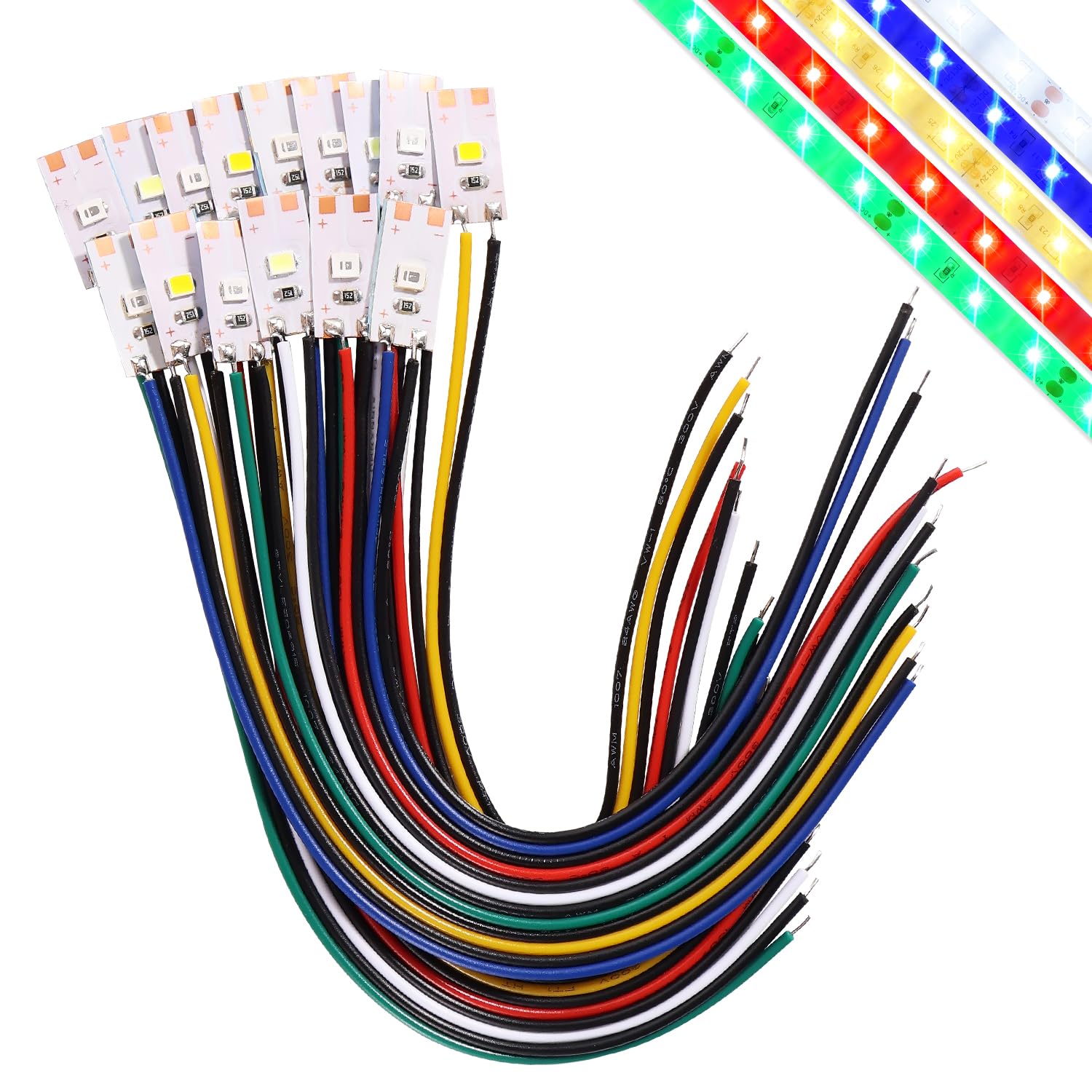 Lyeteung 15 PCS 17mm 12V - 18V Pre Wired Strip, 2835 SMD LED Model Railway LED Lighting, White/Red/Yellow/Blue/Green