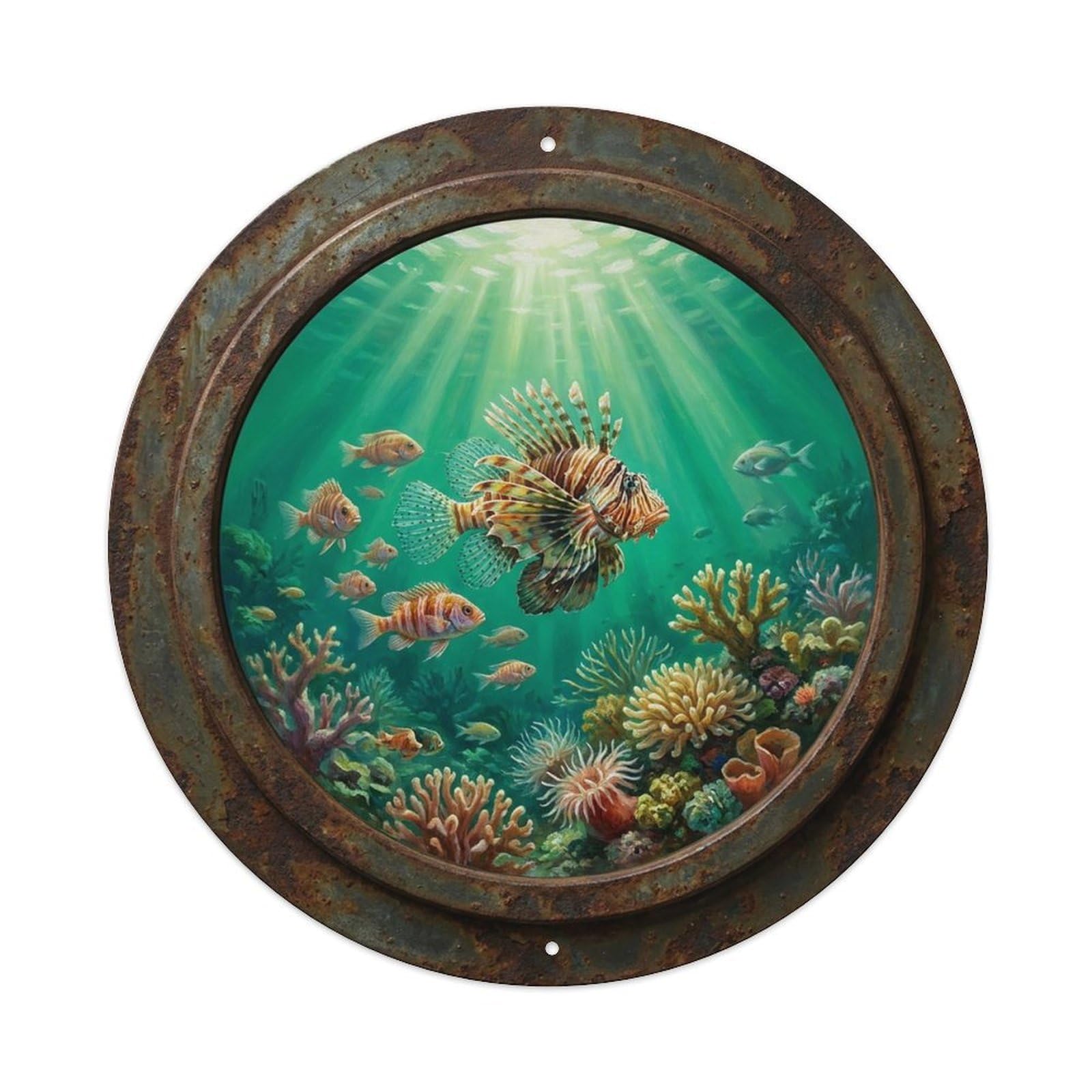 Vintage Porthole Harem Group Ship Window Under Deep Metal Tin Sign
