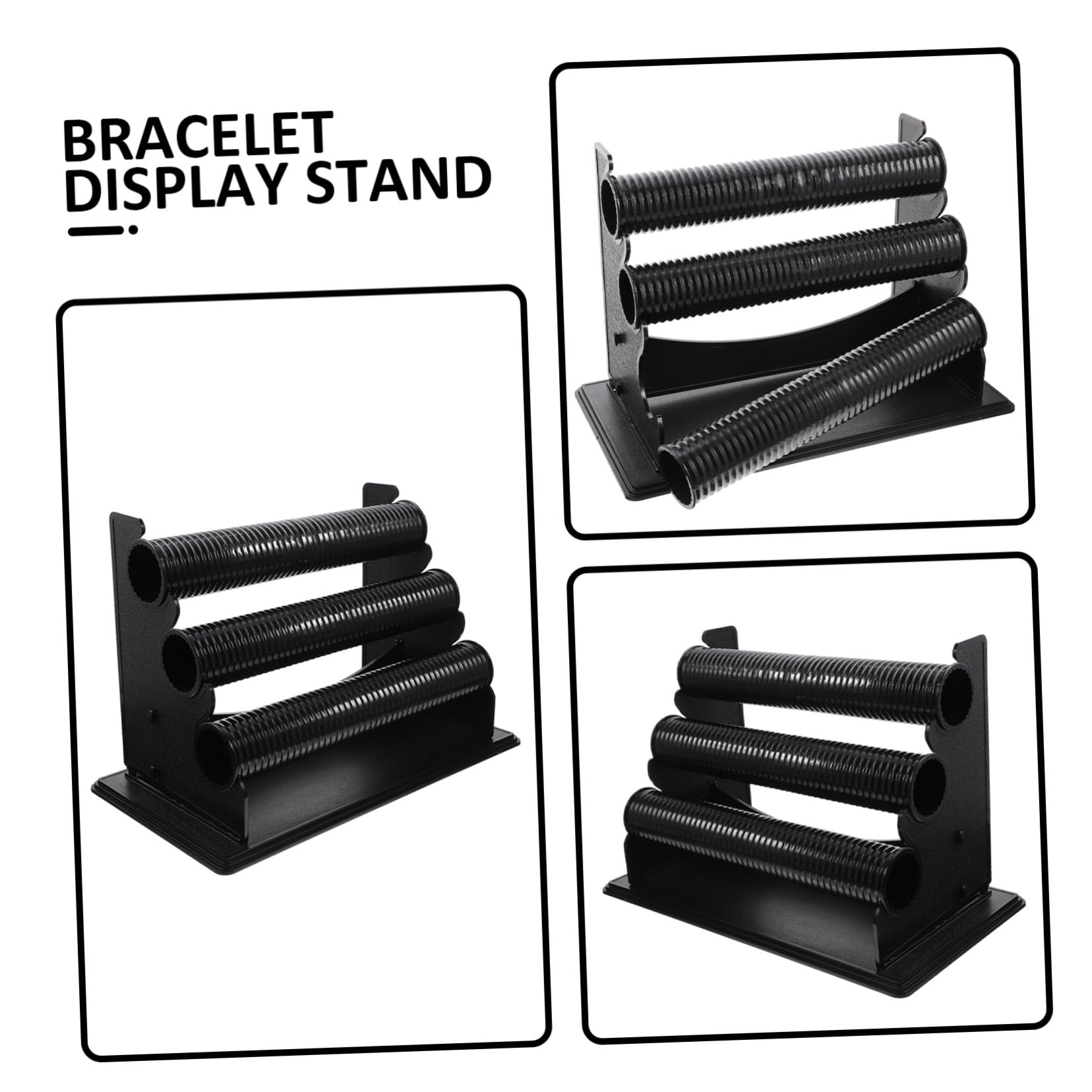 UKCOCO Expositor Desmontable para Pulseras y Relojes de 3 Capas en Pvc Negro, Soporte Multifuncional para Baño o Dormitorio