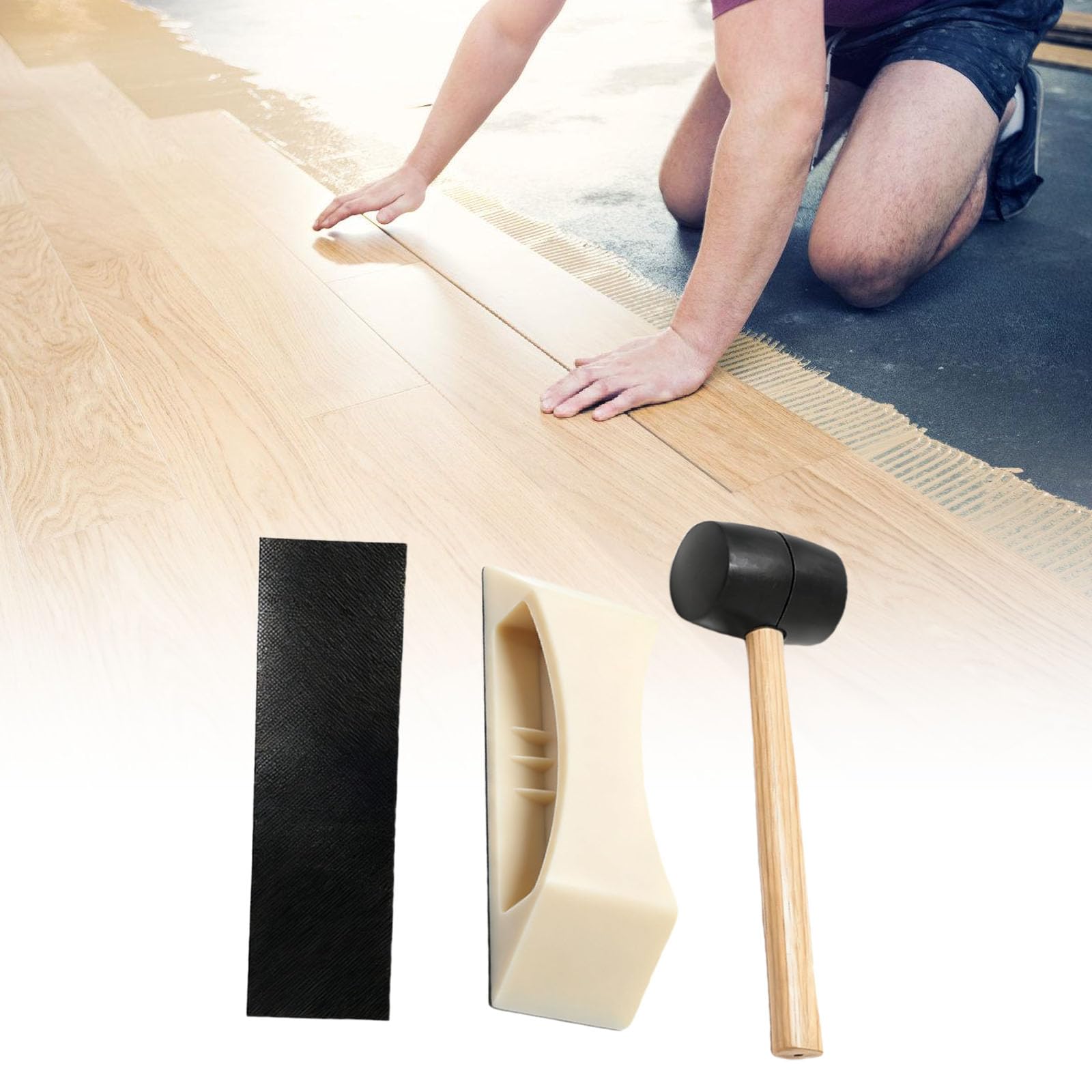 Herramienta ligera de bloque de roscado para suelos de madera laminada, construcción de nailon, mango ergonómico para vinilos para laminados