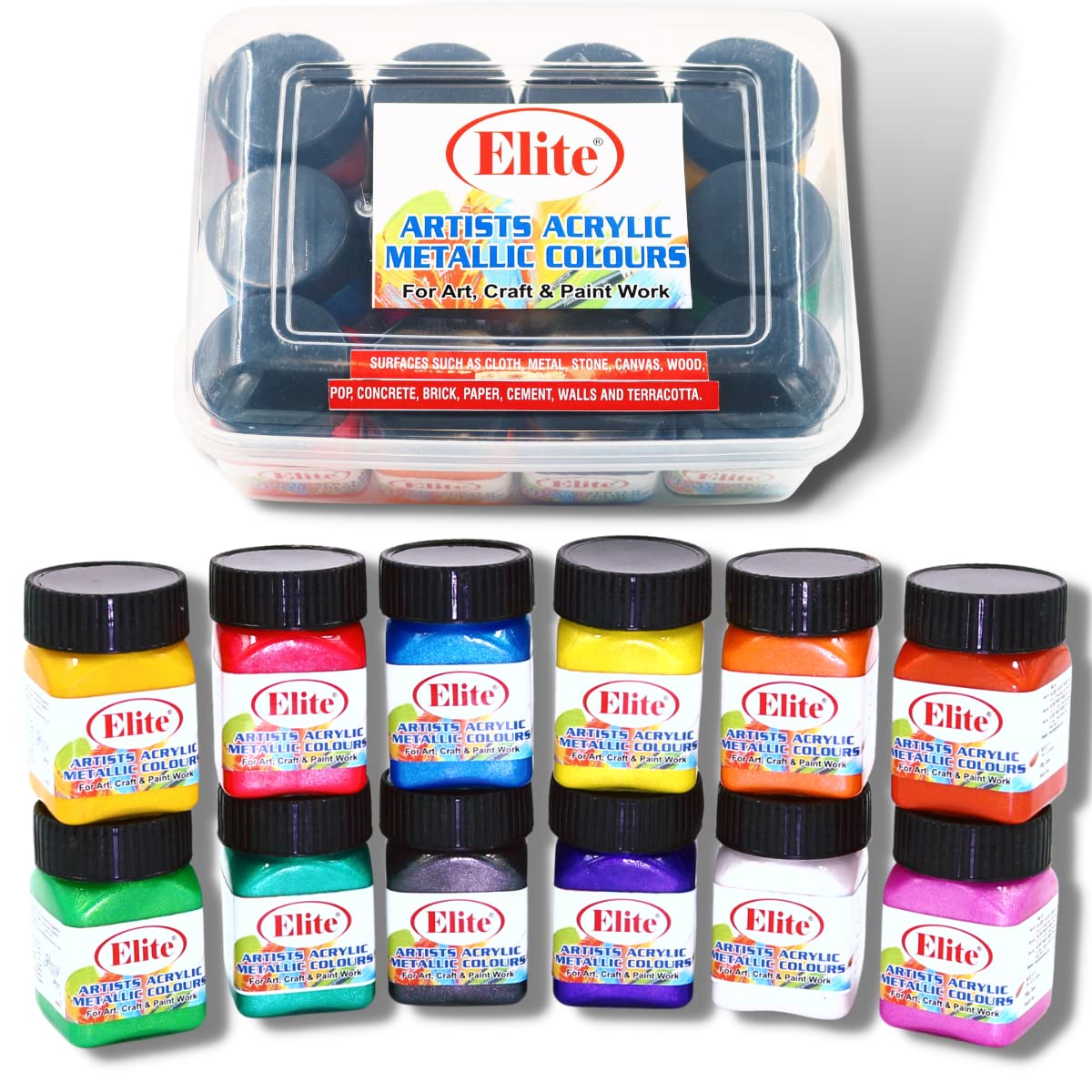 1001 Elite Artists Acrylic Metallic Colors Set | 12 Shades X 50ml Each | MultiSurface | Art Craft & Paint Work | Multicolours (B0B753NWZ3) Amazon Price History, Amazon Price Tracker