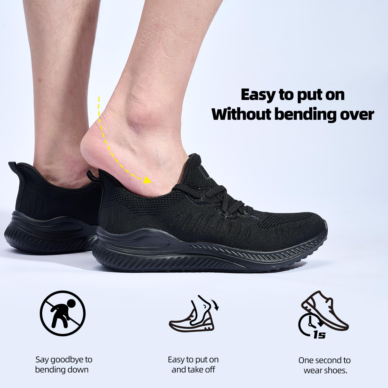VRCLUB Mens Wide Sneakers - Slip On Memory Foam Walking Shoes Breathable Non Slip Tennis Running Shoe Ultra Lightweight Comfortable Workout Gym Jogging and Casual Sports — view 4