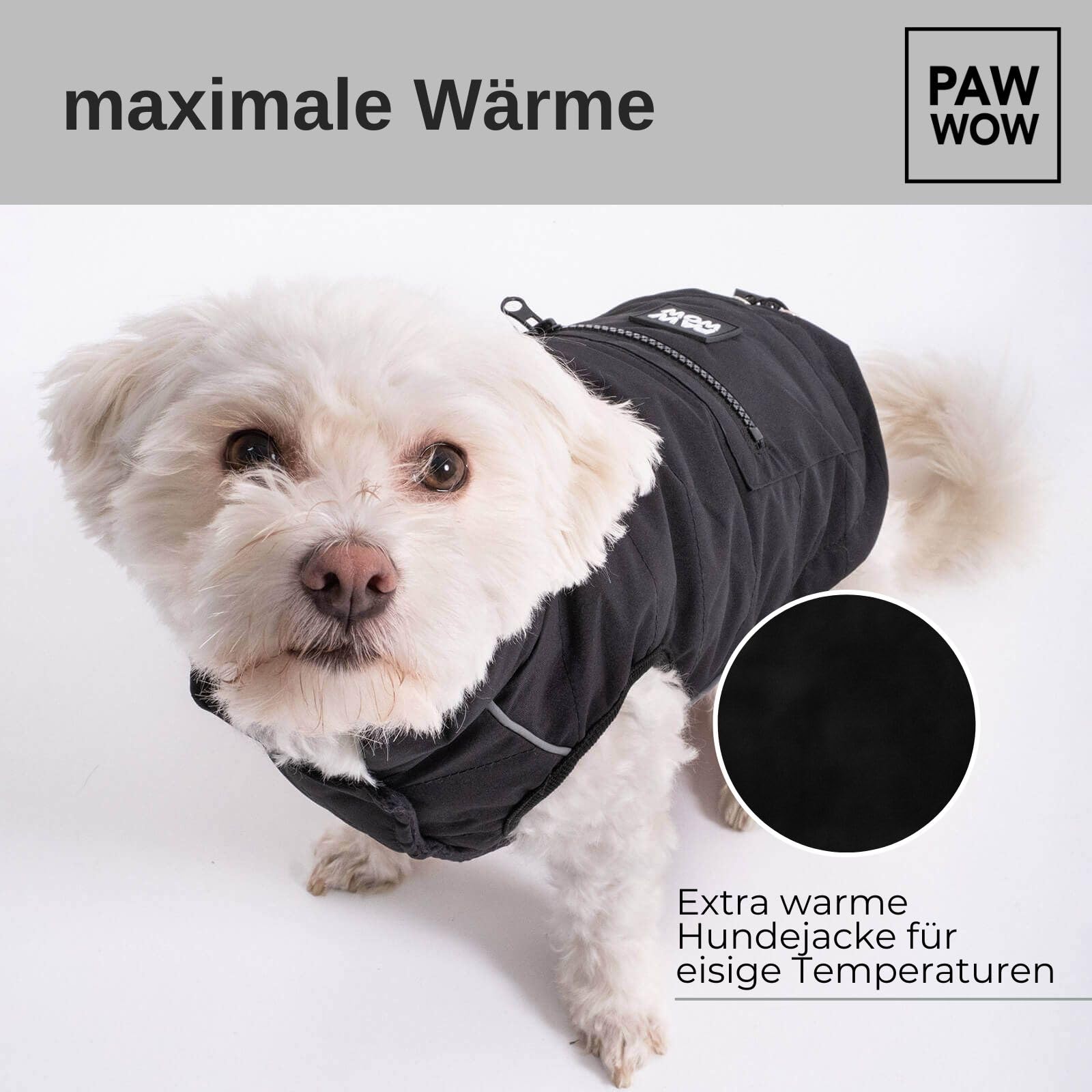 Toni Hundejacke, Schwarz, XXL | Winter Hundemantel, mit Bauchschutz, Hundeweste, für große & kleine Hunde
