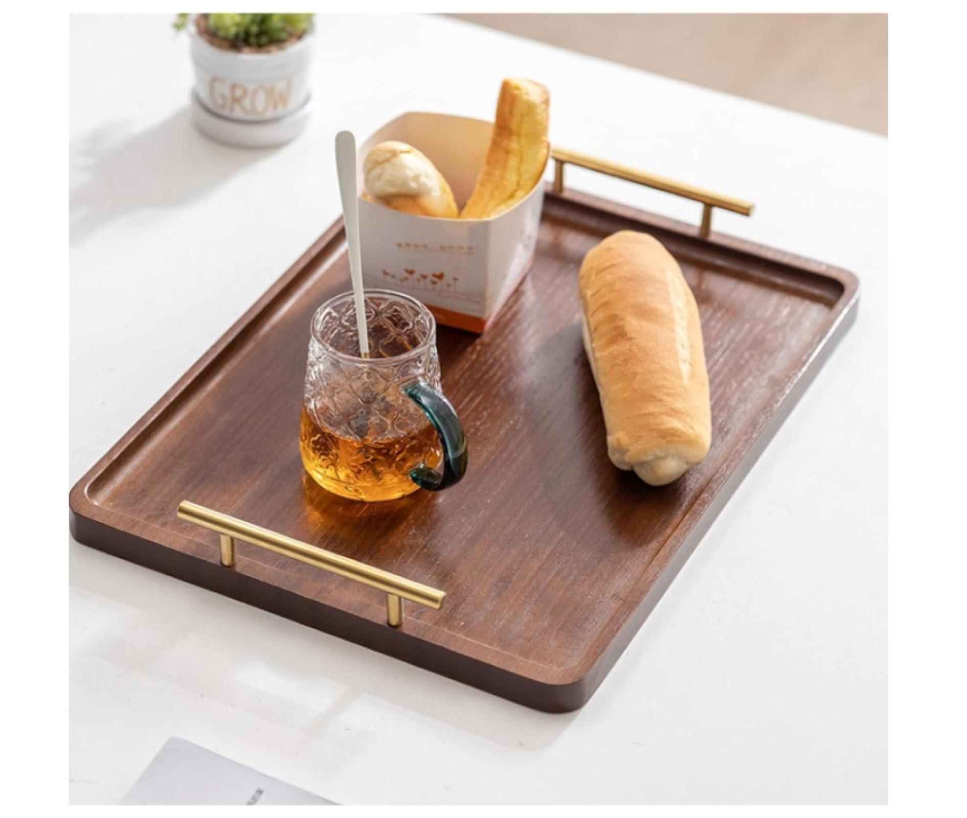 Amazon｜トレー お盆 天然木製トレー ナチュラル 角型 お盆 取っ手付き