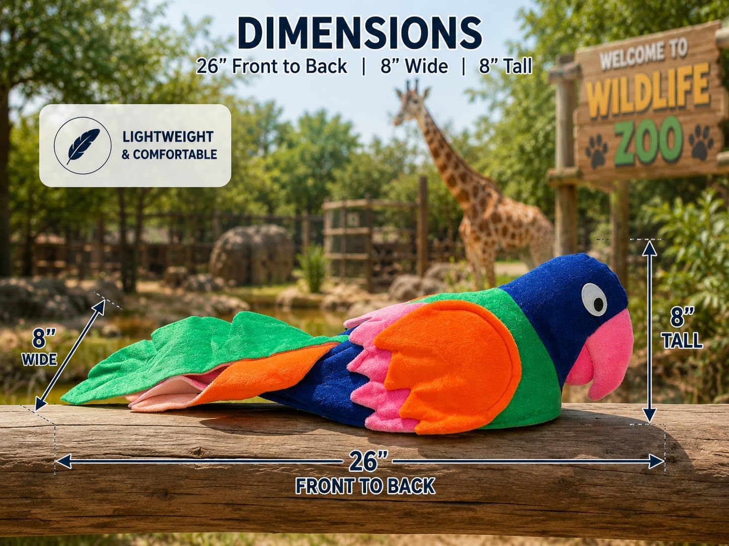 Parrot Hat | Bird Hats | Plush Parrot Hat | Tropical Birds Caps | Parrots Costume Headpiece | Novelty Animal Headwear | Parrots Outfit Accessories | Bird Costume Accessory | Multicolor | Plush | 26"