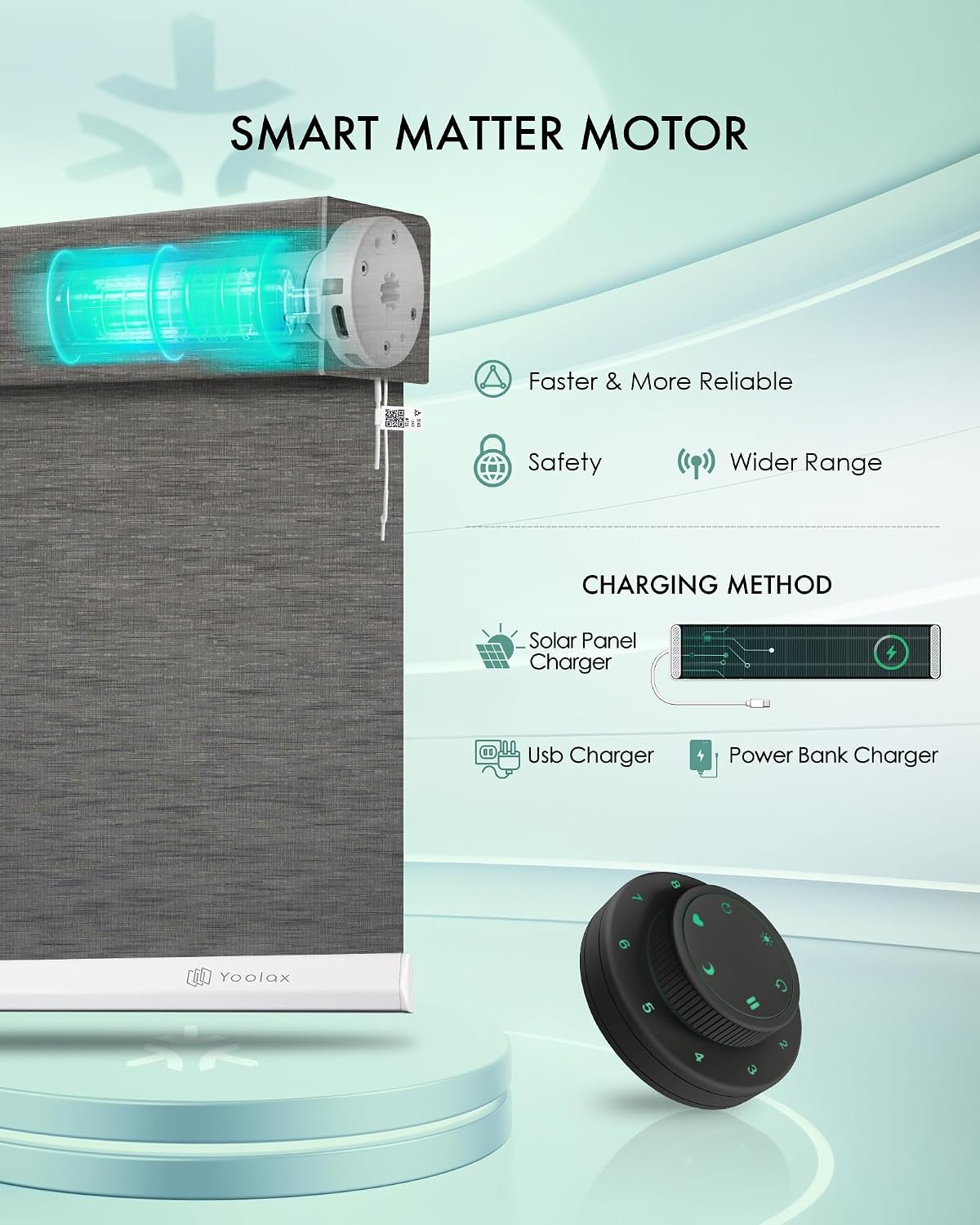 Yoolax Smart Blinds, Motorized Matter Roller Shades Blackout Automatic Blinds for Windows Motorized Shades Compatible with Alexa, Google Home, Apple Homekit(Blackout Black Brown)