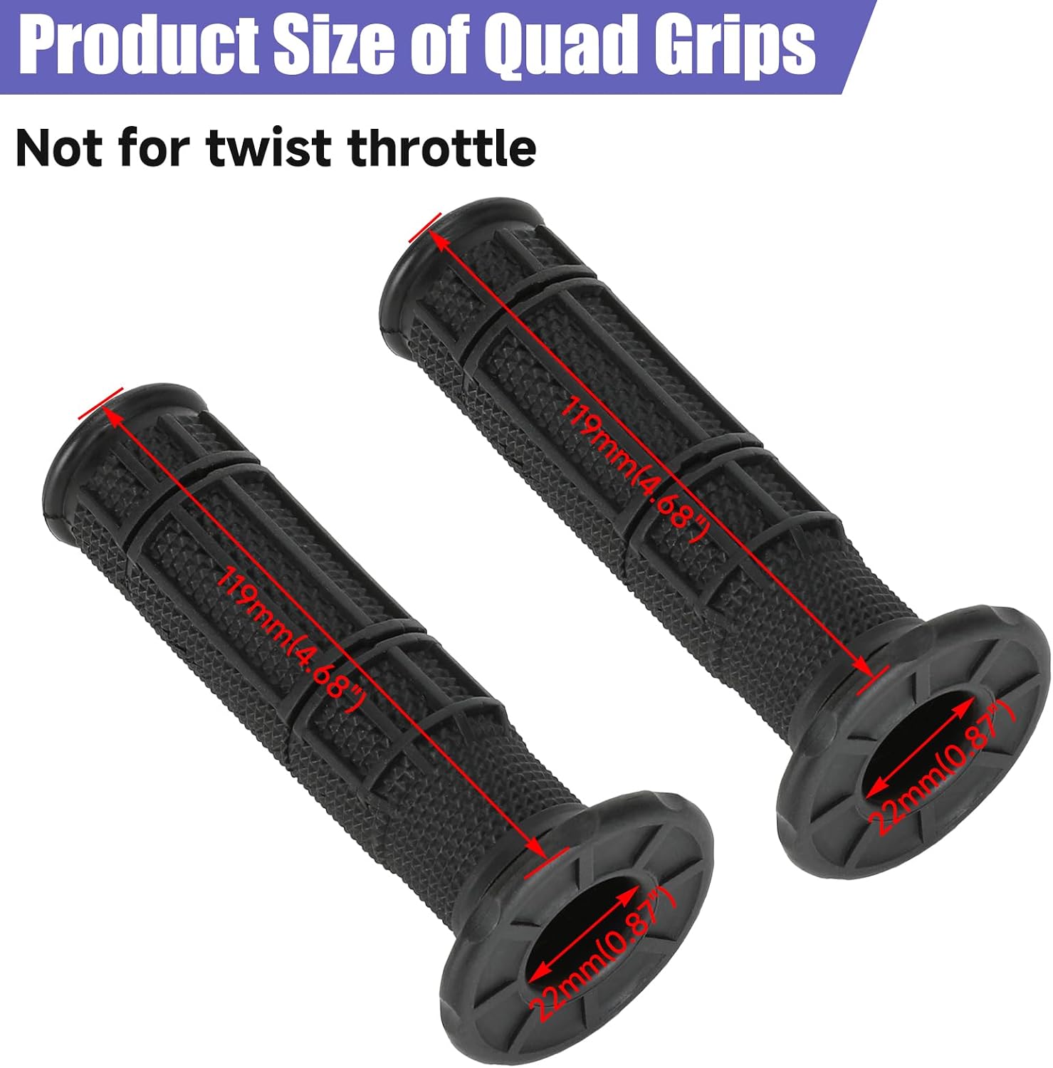 7/8 Handlebar Grips Rubber ATV Handle Grips Replacement for Rancher 350 420 FourTrax 200 300 Recon 250 Sportrax 250EX 300EX 400EX Foreman 400 Artic Cat 250 ATV Quad 4 Wheeler Accessories Parts