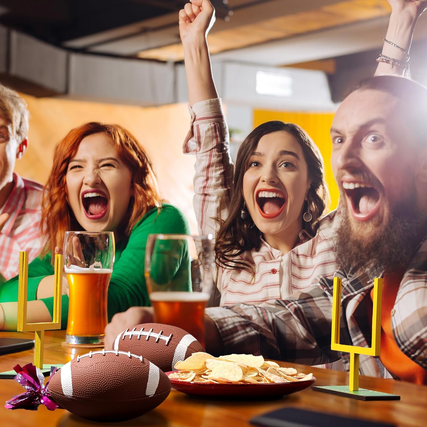 12 Pcs Football Goal Post Table Centerpieces Sports Party Decorations 4 x 3.5 Inch Wooden Photo Frame for Table Centerpieces with Base for Fans Club Birthday Supplies