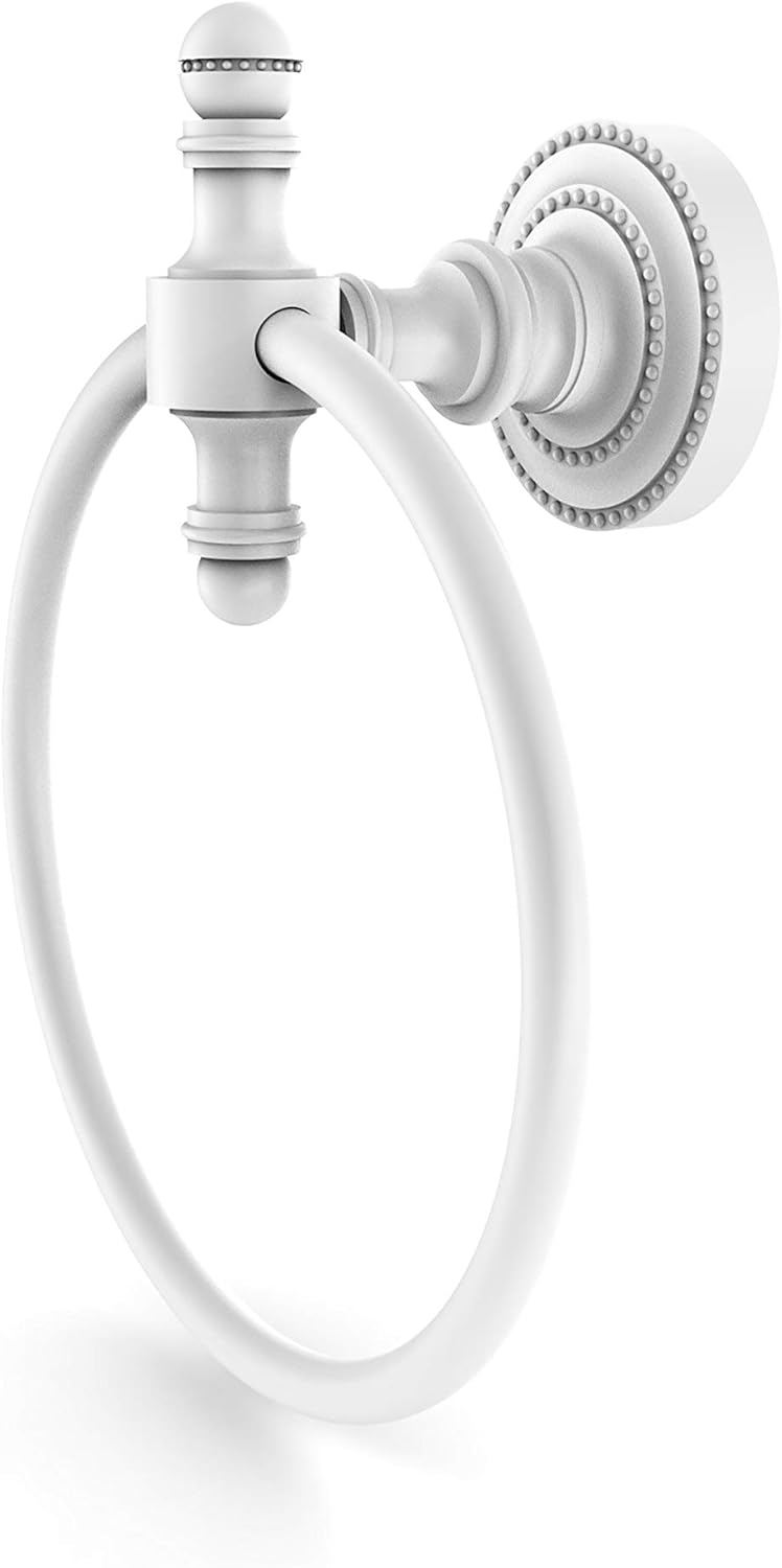 Allied Brass RD-16 Retro Dot Collection Towel Ring, Matte White