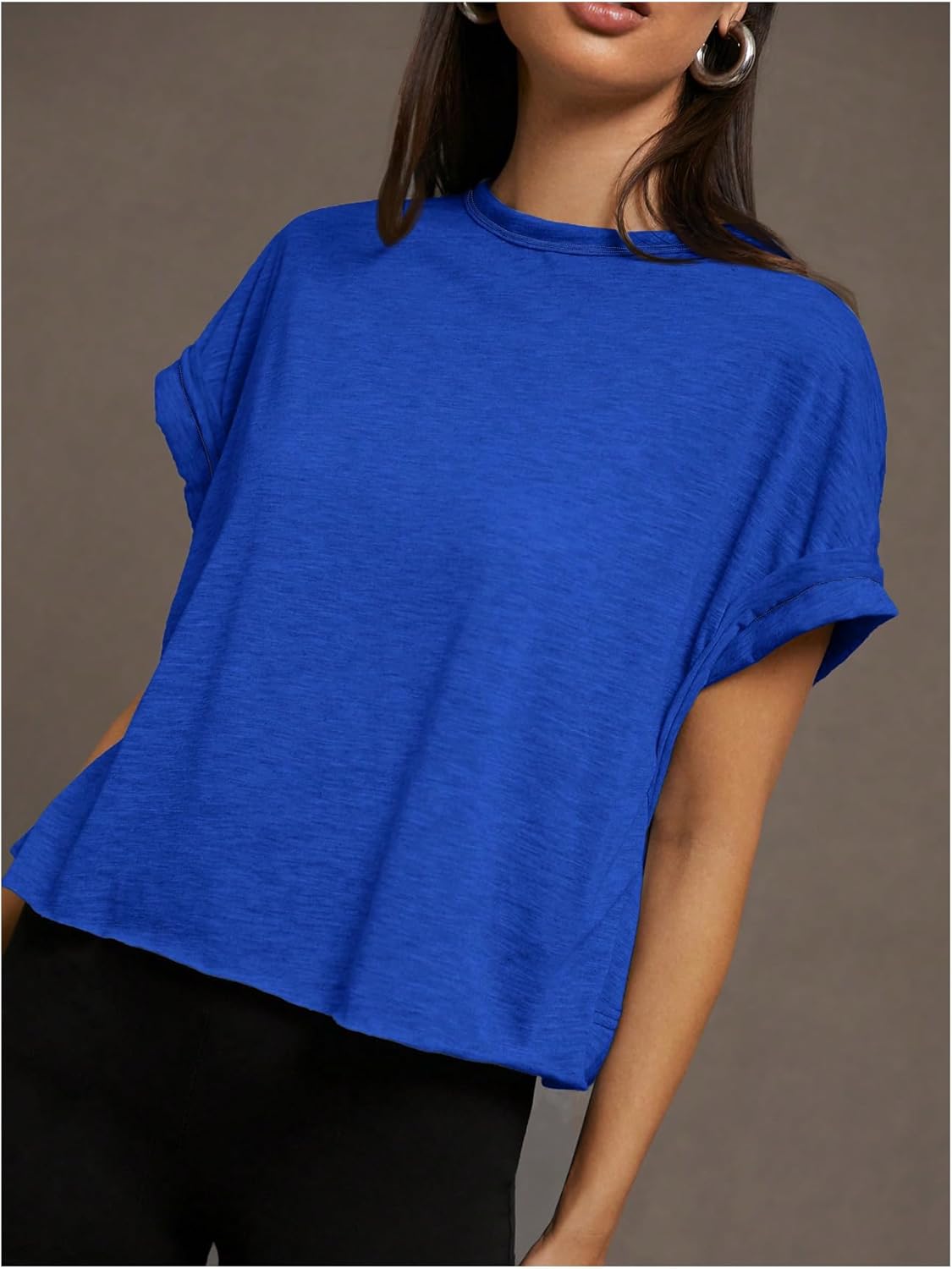 WDIRARA Women's Back Keyhole Workout Yoga Tops Loose Fit Short Sleeve T Shirt - Image 5