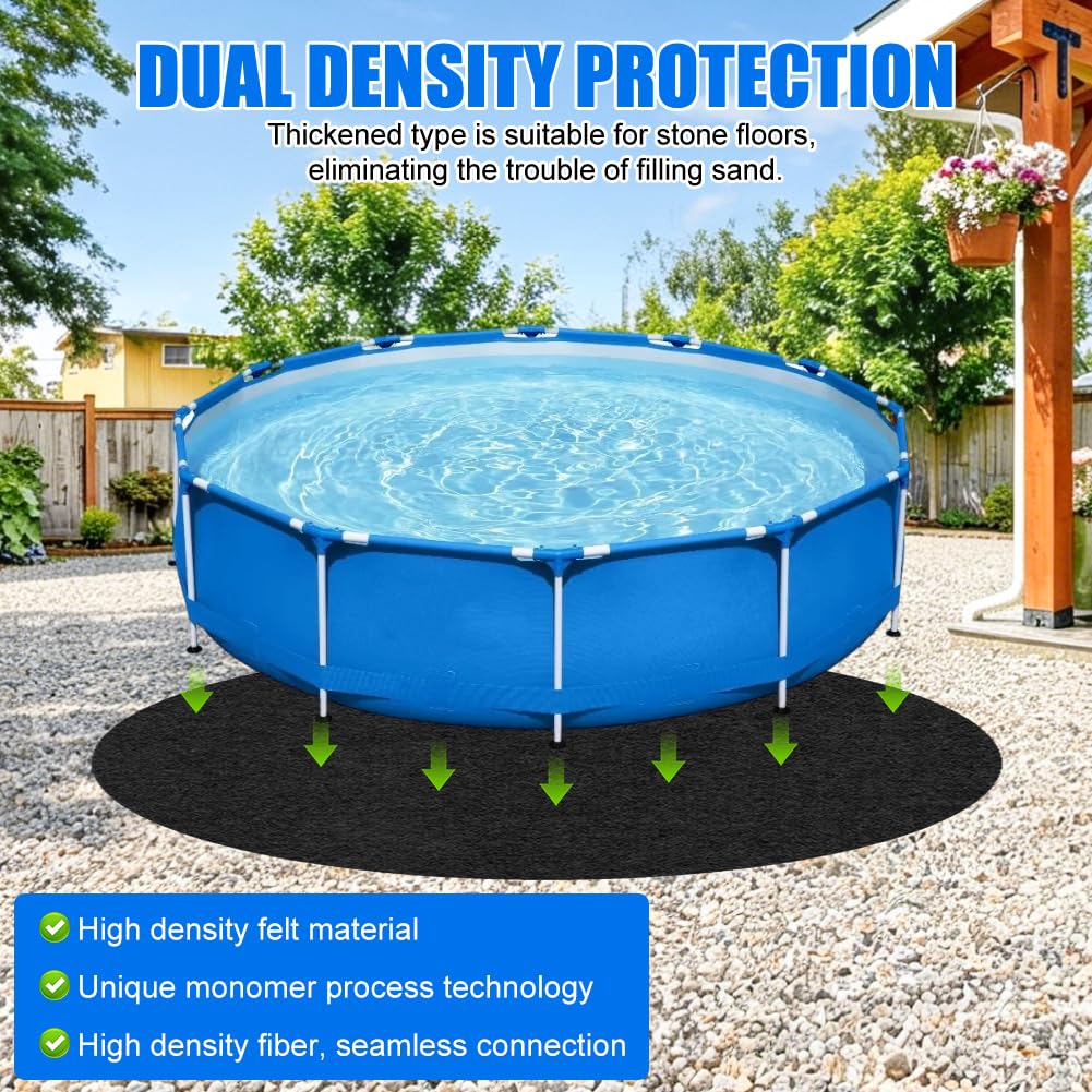 Bâche de sol de piscine ronde - 305/370/460 cm - Tapis de protection du sol pour piscine, jacuzzi, piscine d'extérieur, antidérapant, résistant à la chaleur et durable - Pour jardin et terrasse (305 - 3