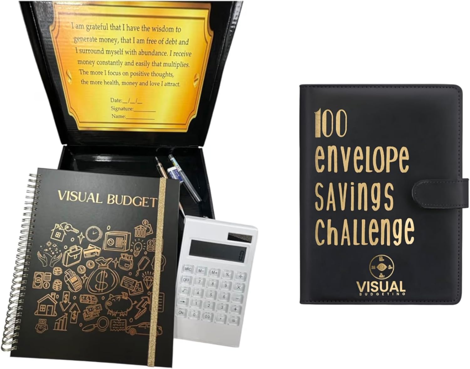 100 Envelopes Money Saving Challenge,Challenge Binder,Easy Fun Way to Save $5,050,Challenges Budget Book Binder with Cash Envelopes(Black or White) Libro de ahorros Negro o Blanco (BlackGoldSpanish)