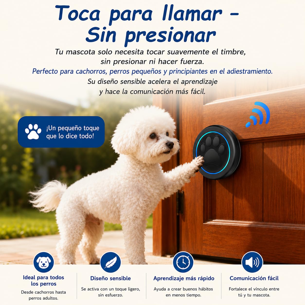 A6 BK Timbre para Perro para Salir al Exterior Inalámbrico 300 m – Timbre de Entrenamiento con LED, 60 Melodías, Impermeable para Educación Canina (1 Campana y 1 Receptor)