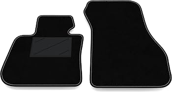 Kit Tappetini Auto Anteriori In Moquette Per Kia Sportage 2021-2025, Set 2 Pezzi, Su Misura, Made In Italy, Colore Nero Con Cucitura Bianca, Fondo Antiscivolo E Battitacco Rinforzato