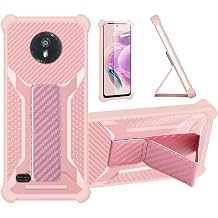 Aroepurt Case Compatible for NUU MOBILE N5004L NUU N5004L Phone Case Cover [with Tempered Glass Screen Protector] Hybrid Case [Folding Support Magnetic] [Frosted anti-fingerprint] Pink