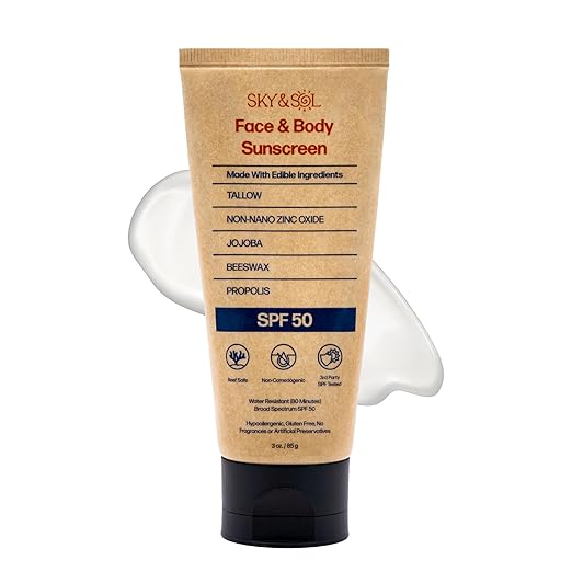 Amazon.com : Sky and Sol Non-Toxic Natural Mineral Sunscreen SPF 50 ...