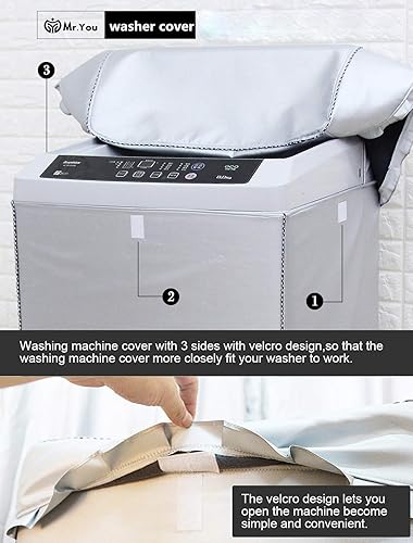 Miniatura 6 de Cubierta de lavadora engrosamiento de doble cara tela revestida plateada impermeable protector solar a prueba de polvo (24 pulgadas, 25 pulgadas, 38